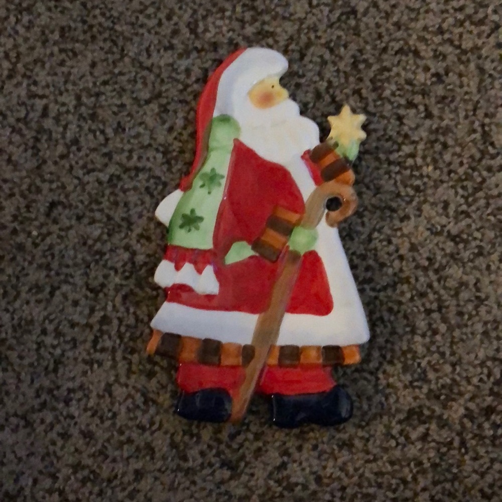 NWT-Santa Snack Serving Dish-Red/White/Black/Green